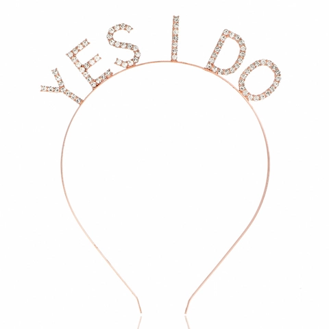 Nouveau Créatif YES I DO Lettre Strass Alliage Serre-Tête Mariée Enterrement de Vie de Jeune Fille Accessoires de Cheveux Mariage pour Femmes