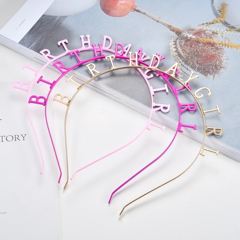 Western Fashion Birthday Girl Letter Alloy Headband For Kids Party Accessories Princess Birthday Celebration Hair Hoop