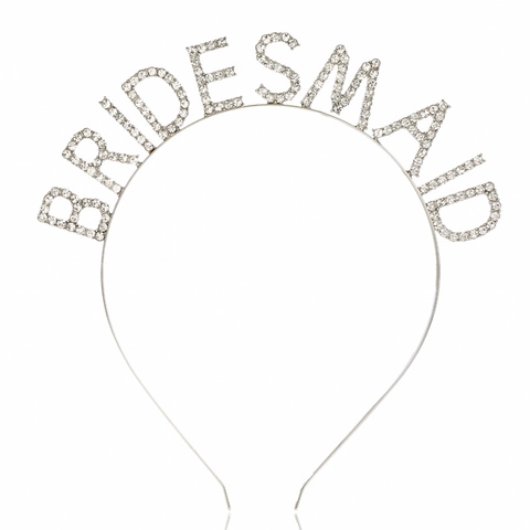 Bridesmaid Letter Rhinestone Headband Alloy Metal Hair Hoop Wedding Bachelorette Party Headpiece Accessories For Women