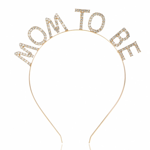 Serre-Tête avec Lettres Mom To Be en Alliage et Strass Diadème pour Femmes Enceintes Accessoires Cheveux Fête