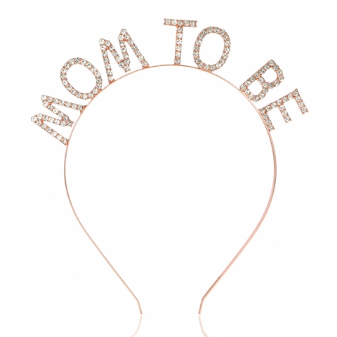 Serre-Tête avec Lettres Mom To Be en Alliage et Strass Diadème pour Femmes Enceintes Accessoires Cheveux Fête