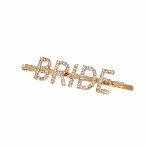 Elegante Pinza para Cabello con Letras Bride de Aleación y Strass Horquillas Minimalistas de Boda para Mujer Accesorios Novia
