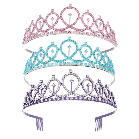 Fashion Alloy Rhinestone Crown Tiara For Women Birthday Party Wedding Headband Elegant Bridal Hair Accessories With Comb