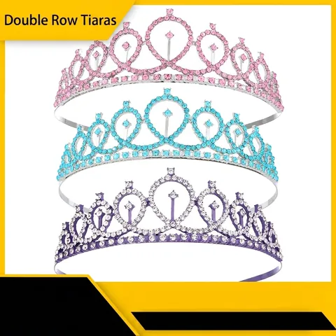 Tiara a Corona in Lega con Strass per Donna Festa di Compleanno Matrimonio Cerchietto Elegante Accessori per Capelli Sposa con Pettine