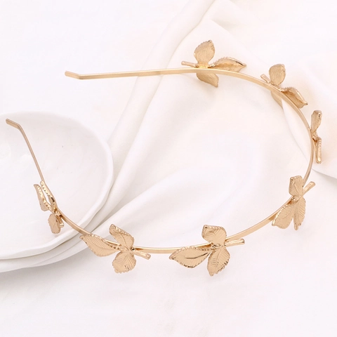 Baroque Gold Alloy Leaf Headband For Women Vintage Wedding Bridal Hair Accessories Elegant Metallic Forest Goddess Leaves Hair Hoop Headpiece