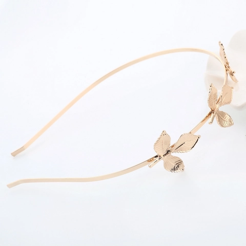 Serre-tête Baroque Vintage en Alliage Doré Forme de Feuille pour Femme Élégant Accessoire de Coiffure de Mariée Mariage Fête