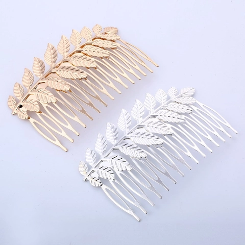 Barock Stil Metall Blatt Haarkamm Elegante Legierung Zweig Laub Haareinsatz Für Damen Braut Hochzeit Bankett Kopfschmuck Haar Styling Tool
