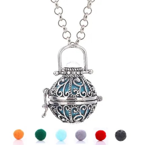 Collana per Aromaterapia in Rame Vintage Medaglione a Fiore Cavo Diffusore di Oli Essenziali Ciondolo con Strass per Donna