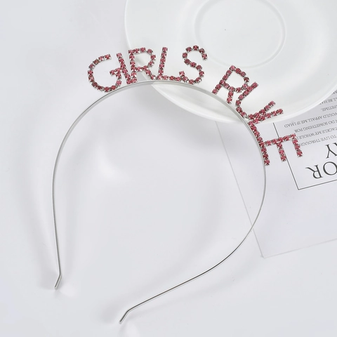 Στέκα με Γράμματα Girls Rule από Κράμα Στρας Επισημωμένη Μόδα Αξεσουάρ Μαλλιών Στολίδι Κεφαλής Πάρτι Δώρο για Γυναίκες