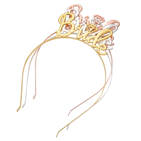 Cerchietto in Lega Con Lettere Bride e Icona Diamante Diadema Sposa in Metallo Accessorio Capelli per Addio al Nubilato Matrimonio