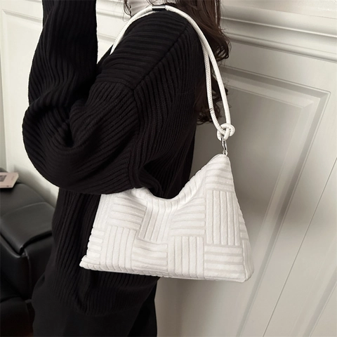 Bolso de Hombro de Axila de Gran Capacidad para Mujer Bolso de Mano de Poliéster Minimalista Bolso de Tela Texturizada de Color Sólido