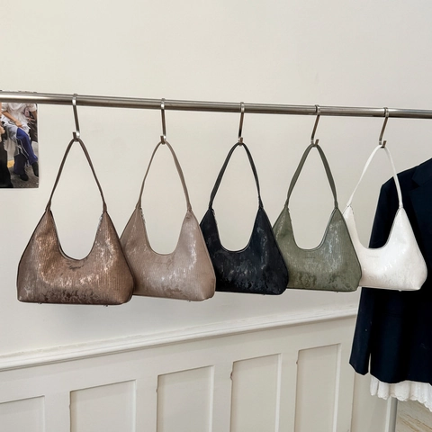 Borsa Hobo Sotto l'Ascella in Pelle PU Vintage per Donna Borsa a Spalla Minimalista Goffrata Verticale con Cerniera Borsa Retro a Forma di Dumpling