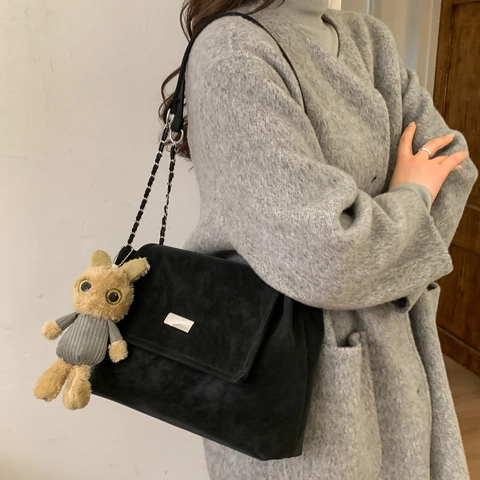 Women Retro PU Leather Shoulder Bag Minimalist Flap Tote Bag Chain Strap Square Handbag For Daily Commuting Office Fashion