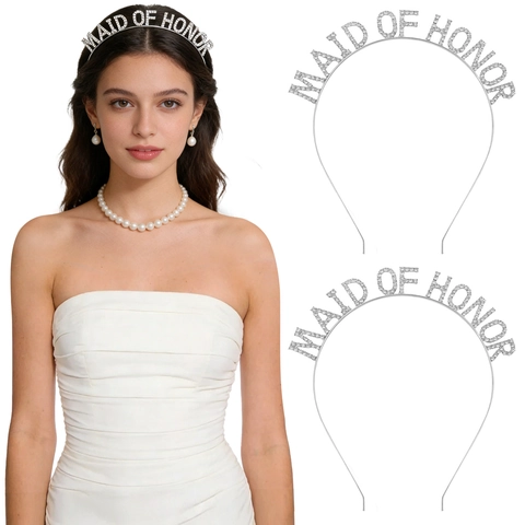 Maid Of Honor Στέκα με Στρας Κράμα Ψευδαργύρου Γράμματα για Γάμο Μπάτσελορ Πάρτι Γυναικεία Νυφικά Αξεσουάρ Μαλλιών