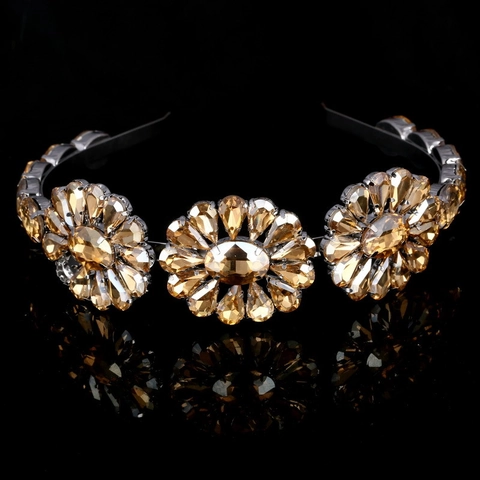 Cerchietto Per Capelli Con Fiori Di Strass In Lega Di Lusso Per Donna Accessorio Per Capelli Da Sposa Vintage Stile Cristallo Matrimonio