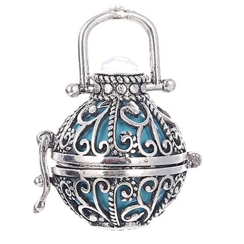 Retro Hollow Copper Aroma Locket Ball Pendant With Rhinestone DIY Cage Charm Harmony Ball Pendant Only For Jewelry Making