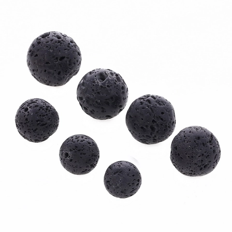 Cuentas de Piedra de Lava Volcánica Natural Negro Mate Poroso Redondo Cuentas Sueltas Para Bricolage Joyería Pulsera Collar Accesorios