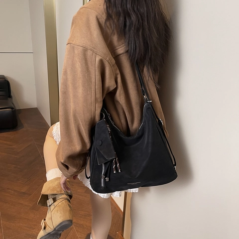 Borsa a Spalla in Pelle PU Retrò di Grande Capacità Donna Minimalista Tote Hobo Bag per Pendolarismo Quotidiano Ufficio Borsa Urban Casual