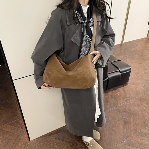 Women Retro PU Leather Large Capacity Hobo Bag Casual Solid Color Tote Shoulder Bag Adjustable Strap Fashion Messenger Bag