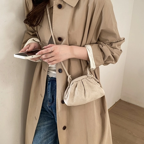 Borsa a Nuvola Plissettata Vintage Francese Minimalista in PU con Texture Scamosciata a Tracolla da Donna Borsa a Spalla Casual Versatile Quotidiana