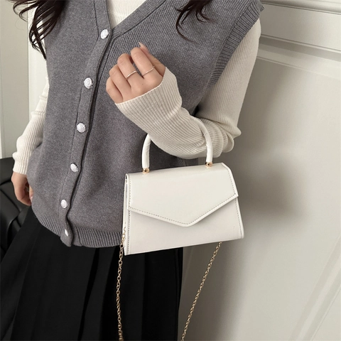 Bolso Bandolera de Sobre de Charol Brillante para Mujer con Cadena Dorada Bolso de Hombro Cuadrado Pequeño de Mano Fiesta