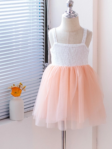 Robe de Princesse Sans Manches en Dentelle et Maille pour Filles Été Respirant Bretelles Fines Jupe Tutu Mode Fête