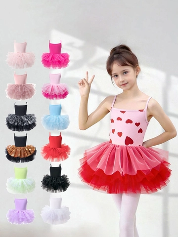 Abito Tutu da Balletto per Ragazze Body con Spalline e Paillettes a Stella e Luna Strati di Rete Abbigliamento per Bambini