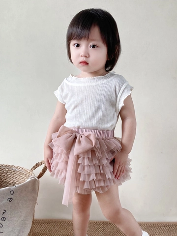 Girls Tutu Skirt Puffy Mesh Skirt Bread Pants For Baby Toddler Summer Layered Princess Skirt With Large Bow Cotton Liner For Birthday Party