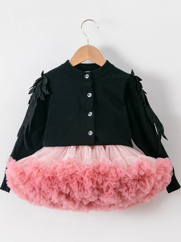 Meisjes Engelenvleugels Gebreid Vest Trui En Meerlaagse Mesh Tutu Rok Prinses Tweeledige Outfit Kledingset