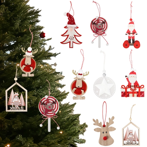 Weihnachten Holz Anhänger Weihnachtsmann Elch Cartoon DIY Holzschilder Weihnachtsbaum Dekoration Für Feiertag Party Home Dekor