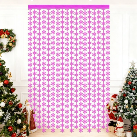Weihnachtsbaum Schneeflocke Form PET Folie Fransenvorhang Metallisch Laser Tinsel Hintergrund Für Xmas Party Dekoration Selbstklebende Türvorhang
