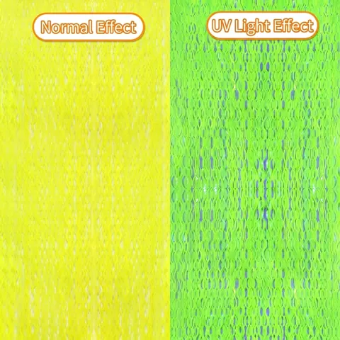 Tenda a Pioggia Fluorescente a Onde Reattiva UV Neon Sfondo per Feste PET Tinsel Tenda per Compleanno Matrimonio Decorazione