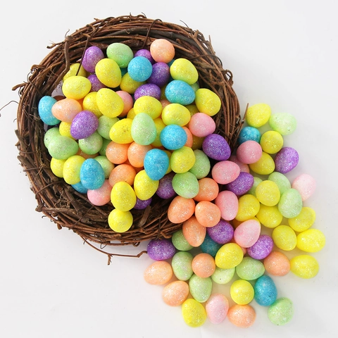 Glitter Easter Eggs Foam Artificial Easter Egg For DIY Crafts Holiday Party Home Decoration Props Colorful Festive Ornament