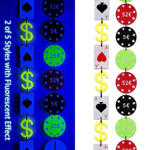 Decorazioni per Feste a Tema Casinò Ghirlande in Feltro Carte da Gioco Dadi Fiches Segno del Dollaro Banner per Compleanno