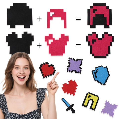 Pixelstil Spielelement Filzaufkleber Kindergeburtstag Deko DIY Vliesstoff Wandtattoo Für Kinderzimmer Basteln
