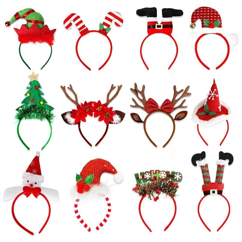 Christmas Reindeer Antler Headband Cartoon Santa Claus Christmas Tree Star Party Hair Accessories Holiday Decoration Gift