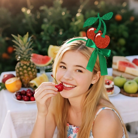 Cerchietto per Capelli a Tema Frutta con Paillettes e Glitter Fragola Anguria Mela per Bambini Ragazze Compleanno Oggetti di Scena