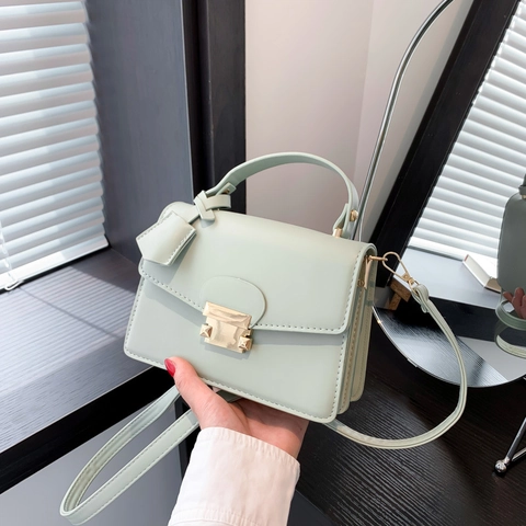 Modische Damen PU Leder Quadratische Umhängetasche Mit Metallschloss Gold Hardware Kleine Henkeltasche Tägliche Schultertasche