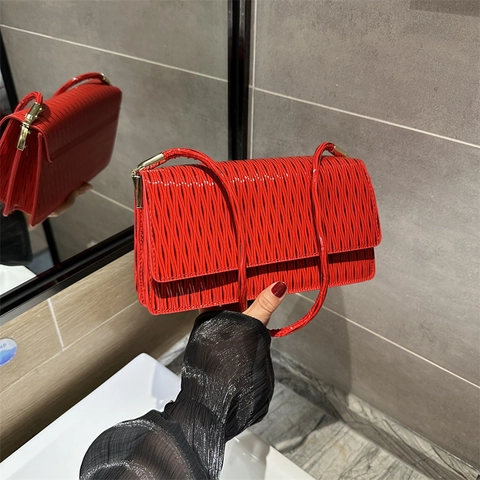 Petit Sac sous le Bras Minimaliste en Similicuir Plissé pour Femmes Mode Couleur Unie Sac à Bandoulière Polyvalent pour le Quotidien