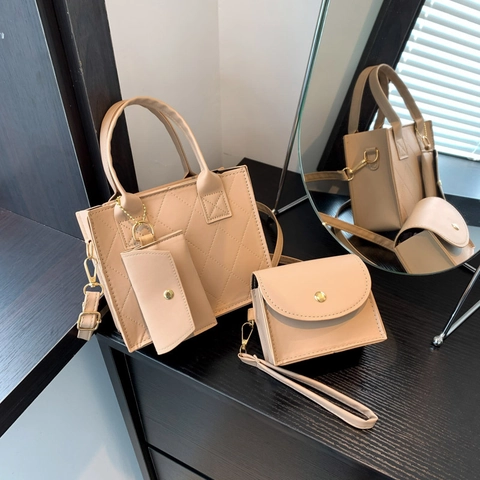 Mode Dames Gewatteerde PU Leren Handtas Met Mini Tasje Ruitpatroon Crossbody Tas Kleine Vierkante Schoudertas Voor Dagelijks Gebruik