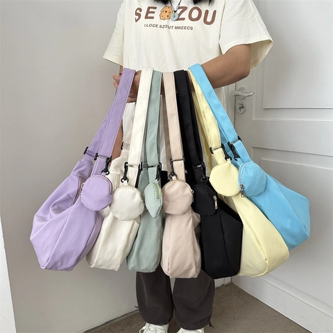 Borsa Sottobraccio in Velluto a Coste Donna Borsa Hobo a Mezzaluna Con Ciondolo Portamonete Rotondo Borsa a Tracolla Casual