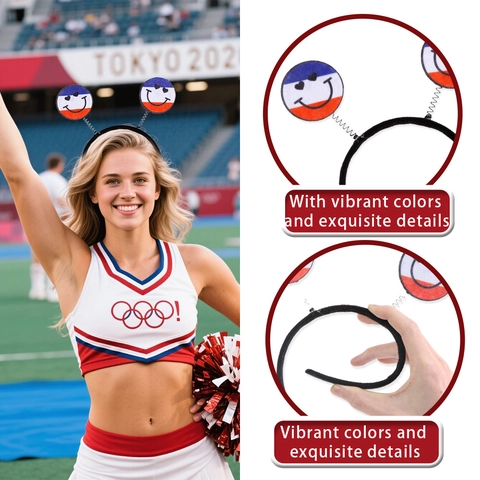France Paris Support Cheering Glasses Headband National Flag Colors Smile Heart Eyes Party Prop Fan Costume Accessories