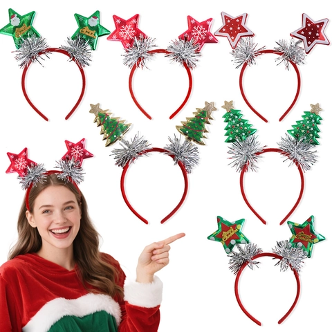 Cerchietto Natalizio Festivo Motivo Stella Albero Fiocco di Neve Cerchietto per Capelli per Bambini Donna Festa Accessori Decor