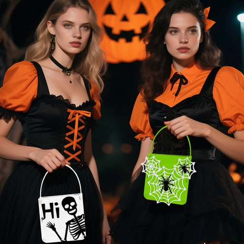Halloween Filz Süßigkeitenbeutel Für Kinder Kürbis Geist Fledermaus Muster Trick Or Treat Tragetasche Halloween Party Geschenkbeutel Tragbare Festliche Deko