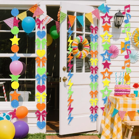 Fluoreszierende Neon Party Filz Banner Leuchten Im Dunkeln Hängende Ornamente Für Geburtstag Hochzeit Bühne Hintergrund Deko