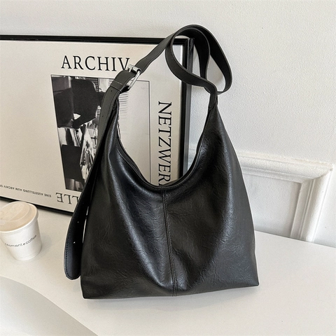 Bolso de Hombro Tote de Mujer de Piel Sintética de Gran Capacidad Vintage Minimalista Bolso Hobo Casual de Mano para Escuela