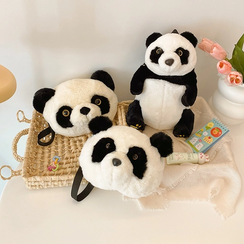 Zaino in Peluche a Forma di Panda Animato Carino Borsa a Tracolla Animale Borsa a Spalla in Ecopelliccia per Donna Ragazza Moda