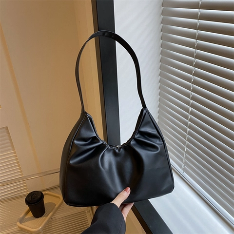 Borsa Sottobraccio Increspata da Donna Minimalista in Pelle PU Hobo Moda Nuvola Plissettata Borsa a Tracolla Casual Donna