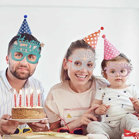 Glitter Happy Birthday Letter Party Glasses Funny Star Decoration Eyewear Photo Props For Kids Adults Birthday Celebration
