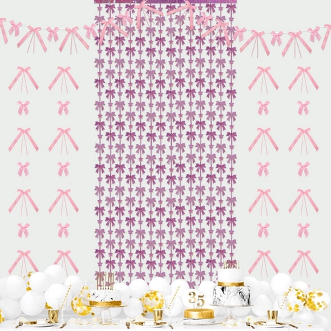 Schleife Folie Fransen Vorhang Für Geburtstag Party Hochzeit Hintergrund Dekoration Polyester PET Stern Muster DIY Hängende Deko